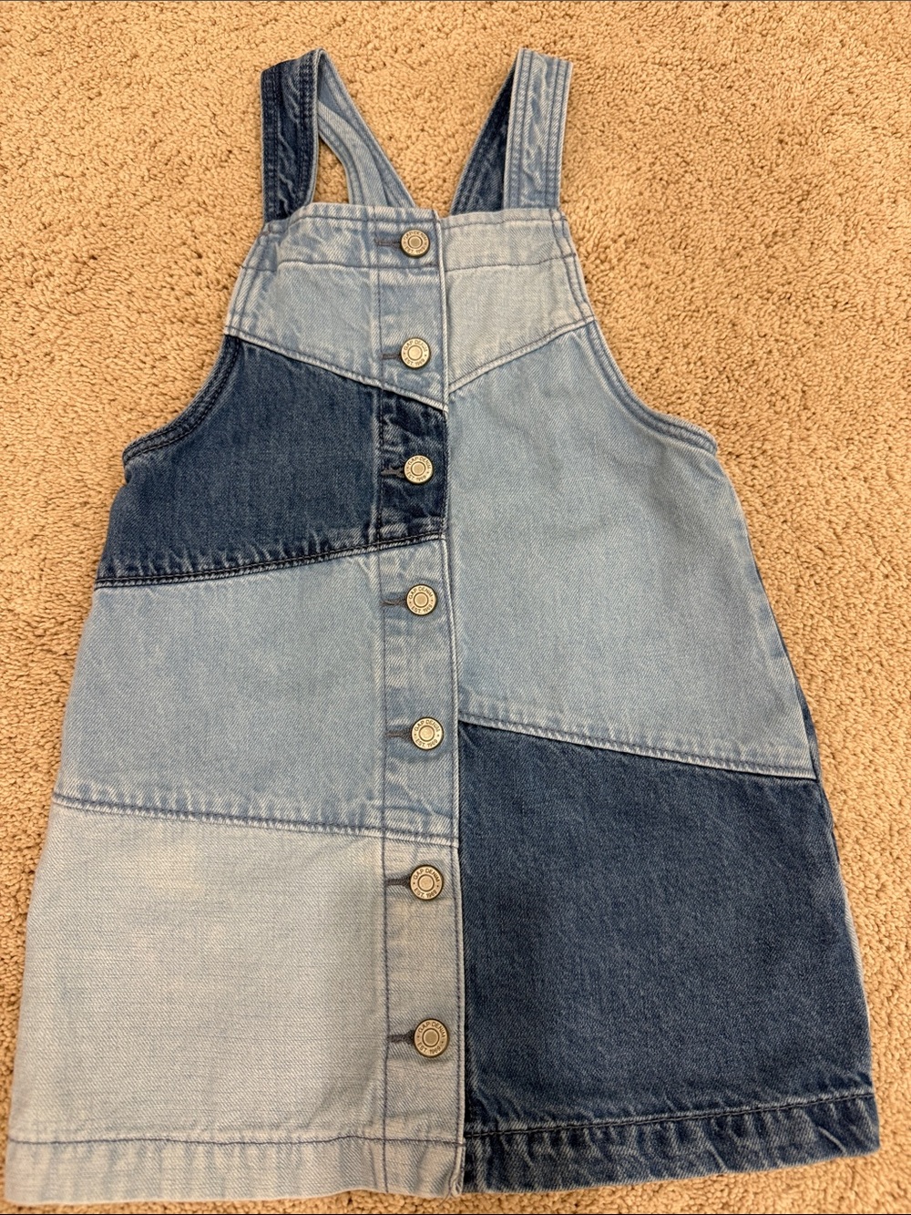 GAP Two-Tone Denim Pinafore Dress - Light & Dark Blue